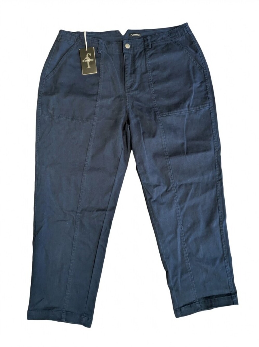 FLAMINGALS Navy Blue Utility Pant 2XL Wide Leg High Rise Cotton Stretch Workwear